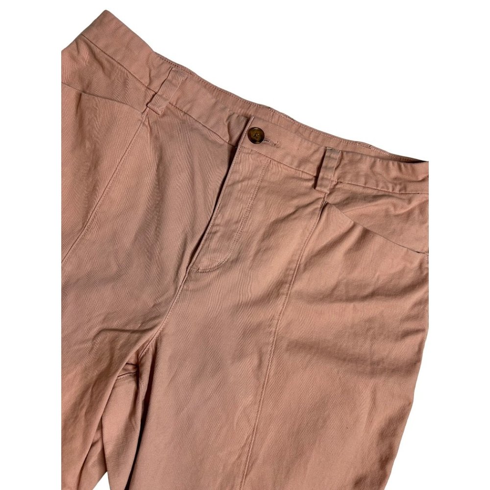 Duluth Trading Womens Size 14 Pale Pink Workday Warrior Chino Wide Leg Crop Pant